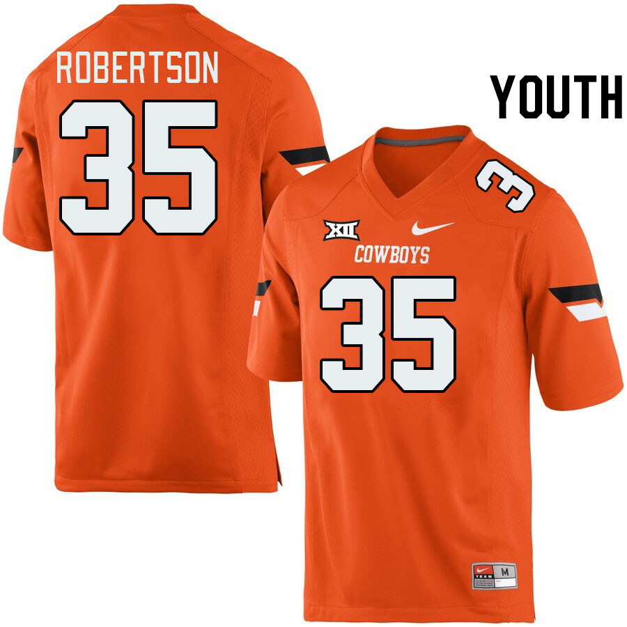 Youth #35 Baxter Robertson Oklahoma State Cowboys College Football Jerseys Stitched-Retro Orange